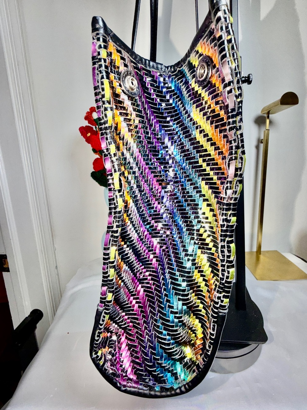 Kurt Geiger Kensington Multicolor Woven Tote like New - Picture 5 of 9